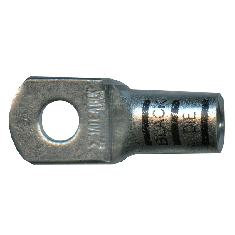 Mega HD Copper Lug – Plated 1/0 AWG 3/8 Stud Black – 5 or 50 Pack