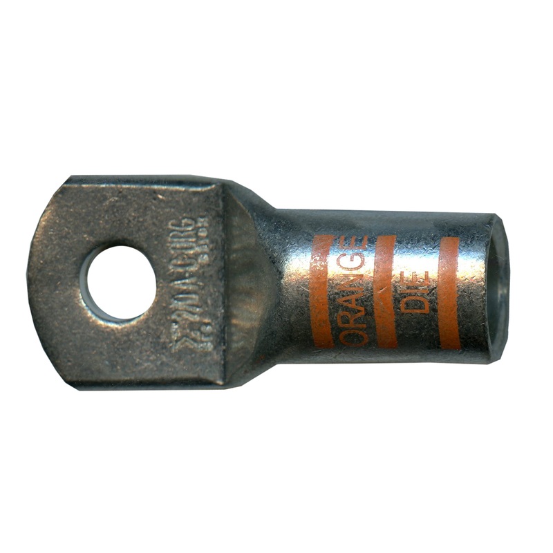 Mega HD Copper Lug – Plated 2/0 AWG 5/16 Stud Orange – 5 or 50 Pack