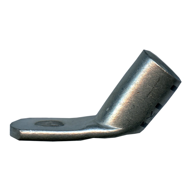 Mega HD Copper Lug – Plated 45-Deg 1/0 AWG 3/8 Stud Black – 5 or 50 Pack