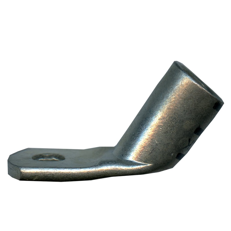 Mega HD Copper Lug – Plated 45-Deg 1/0 AWG 5/16 Stud Black – 5 or 50 Pack