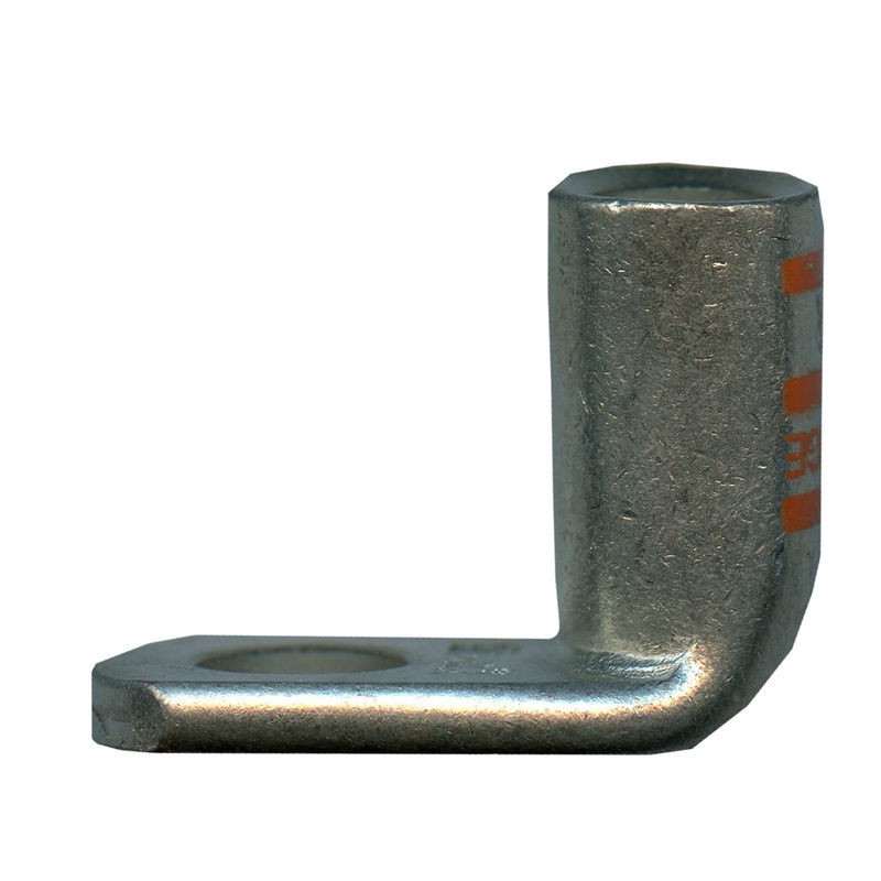 Mega HD Copper Lug – Plated 90-Deg 2/0 AWG 1/2 Stud Orange – 5 or 50 Pack