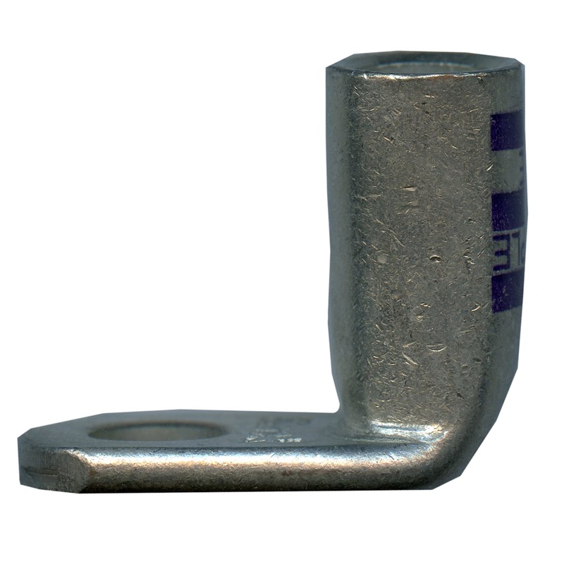 Mega HD Copper Lug – Plated 90-Deg 3/0 AWG 1/2 Stud Purple – 5 or 50 Pack