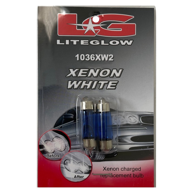 Pair of LG LiteGlow 1036XW 1036 XENON WHITE LIGHT LAMP BULB 12V 10W 10X36