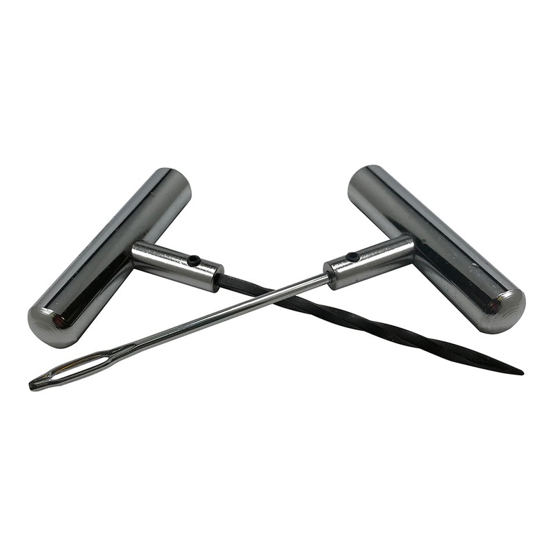 T-Handle Tire Plug Repair Tool Set – Replaceable Steel Spiral Probe & Split Eye Needle