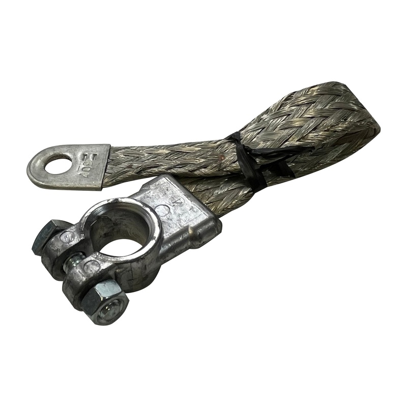 2 AWG Braided Ground Strap – 16 – Top Post & Eyelet Terminals – 100% Copper Conductor