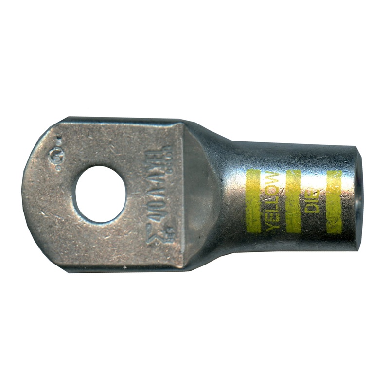 4/0 AWG Mega HD Copper Lug – 3/8 Stud – Yellow – 5 or 50 Pack – Made in USA