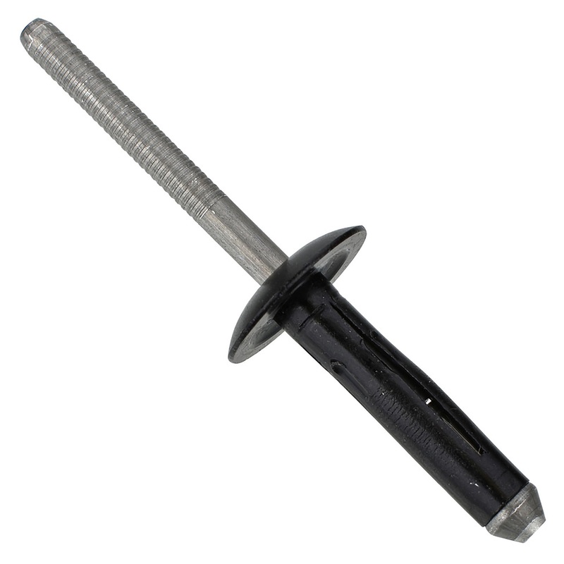 Black Aluminum Bumper Cover Rivets Mandrel Retainer – 1/4 Dia. – 11/16 Flange – 15 Pack