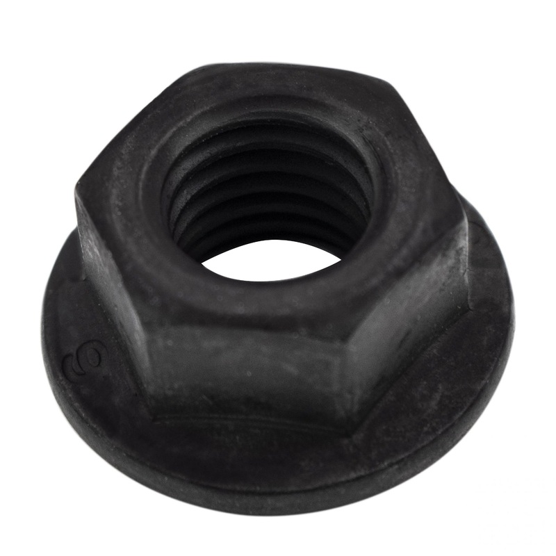 Black Hex Flange Nuts – 10-1.5 MM Screw Size – 15 MM Hex – 21 MM O.D. Flange – 25 Pack