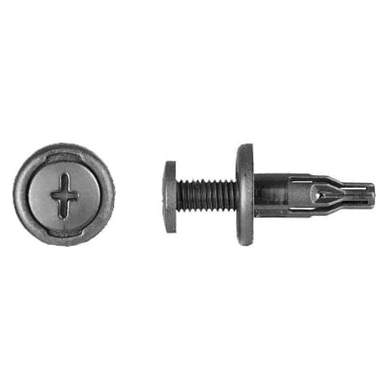 Black Nylon Phillips Screw Push Retainer Clips – 5/16 Hole – 21 MM Stem – 10 Pack