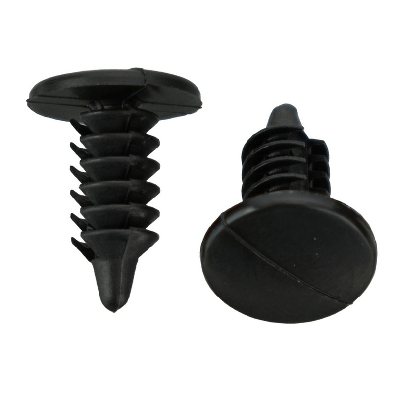 Black Nylon Shield Clip Retainers – 5/32 Hole – 7/16 Stem – 23/64 Head – 100 Pack