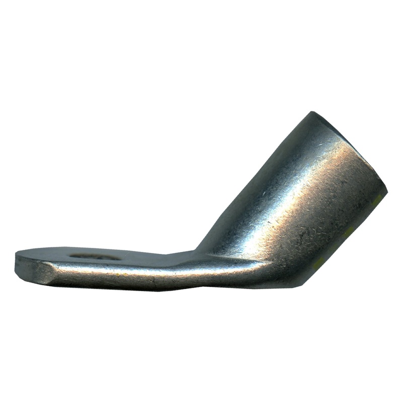 Mega HD Copper Lug – Plated 45-Deg 4/0 AWG 3/8 Stud Yellow – 5 or 50 Pack