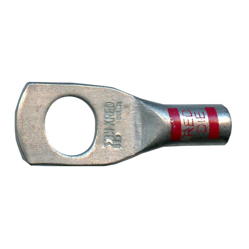 Mega HD Copper Lug – Plated 8 AWG 3/8 Stud Red – 5 or 50 Pack