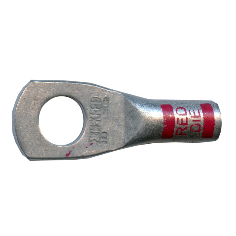 Mega HD Copper Lug – Plated 8 AWG 5/16 Stud Red – 5 or 50 Pack