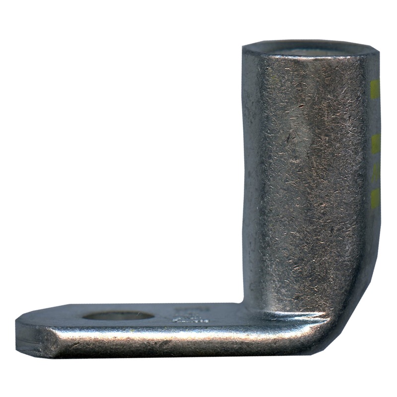 Mega HD Copper Lug – Plated 90-Deg 4/0 AWG 3/8 Stud Yellow – 5 or 50 Pack