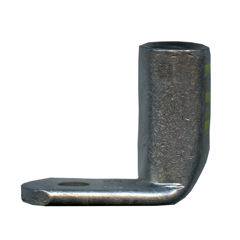 Mega HD Copper Lug – Plated 90-Deg 4/0 AWG 5/16 Stud Yellow – 5 or 50 Pack