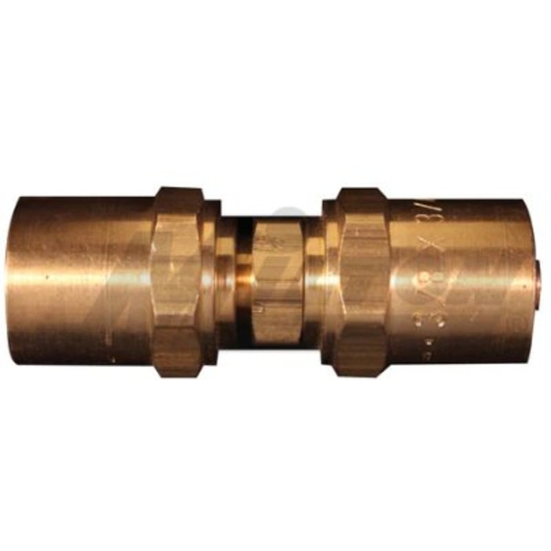 Reusable Mender Fitting; 0.375 Inch Inside Diameter Hose X 3/4 Inch Outside Diameter Hose; Brass hos