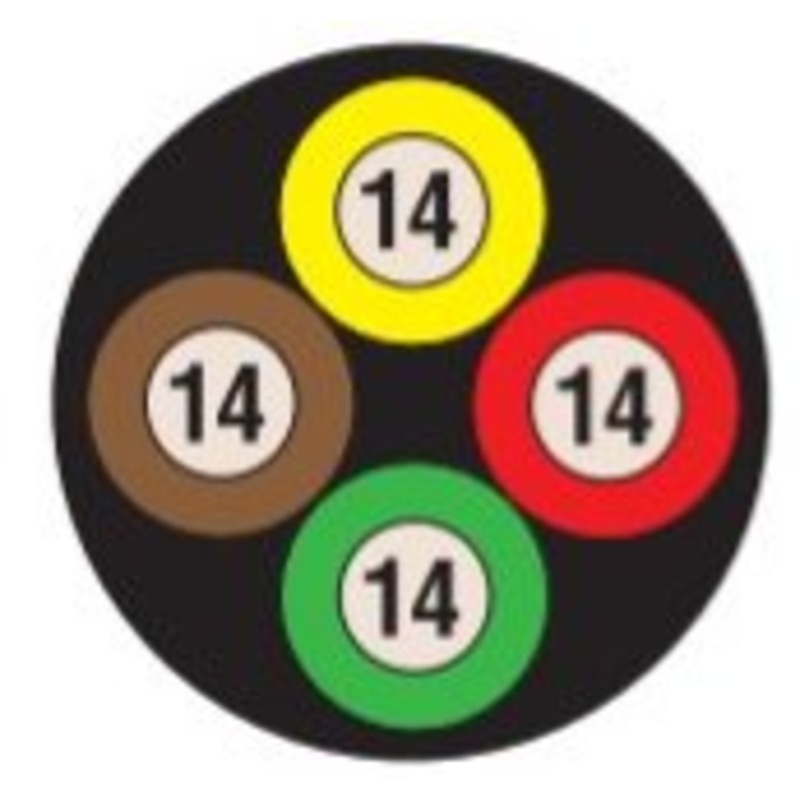 14/4 Trailer Light Wire – Color-Coded Cable – 100 ft