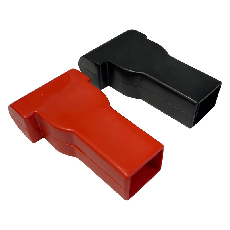 Black and Red Straight Battery Terminal Boots for 4 & 6 Gauge Cable – Pair