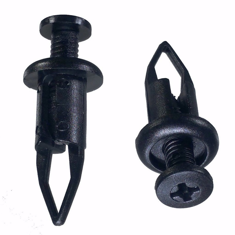 Black Nylon Bumper Cover Phillips Screw Push Retainer – 23/64 Hole 27 MM Stem – 10 Pack