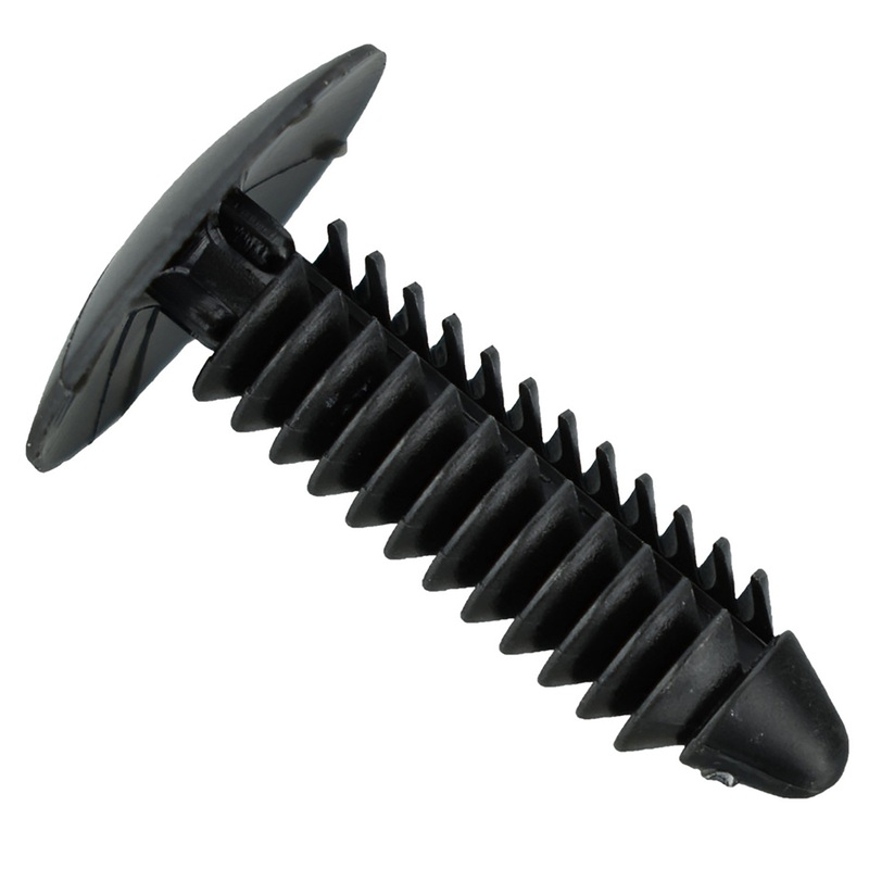 Black Nylon Engine Splash Shield Clip Retainers – 1/4 Hole – 1 1/16 Stem – 50 Pack