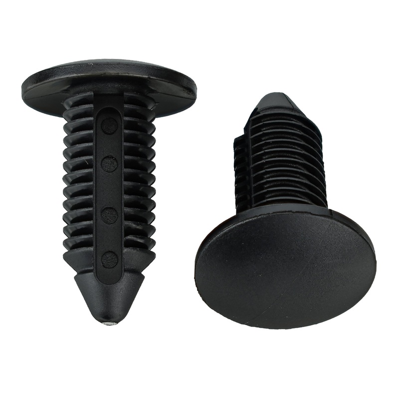 Black Nylon Fascia Bumper Clip Retainers – 25/64 Hole – 30mm Stem – 22mm Head – 50 Pack