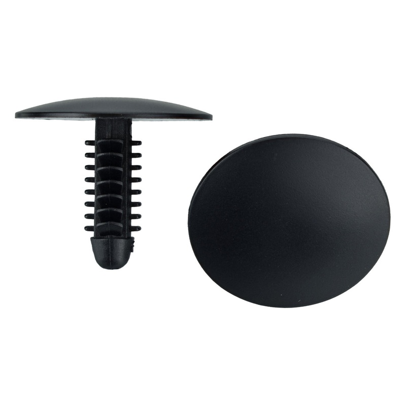 Black Nylon Fascia Panel Clip Retainers – 1/4 Hole – 20 MM Stem – 25.5 MM Head – 50 Pack