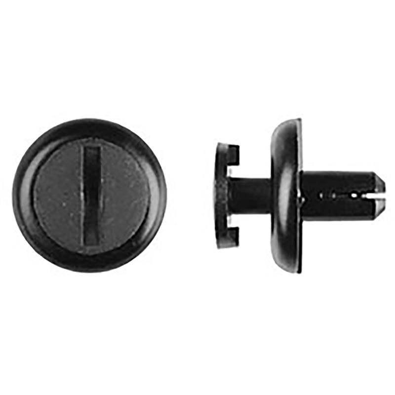Black Nylon Fender Liner Slotted Screw Retainers – 7MM Hole 11MM Stem 20MM Flange – 10 Pack