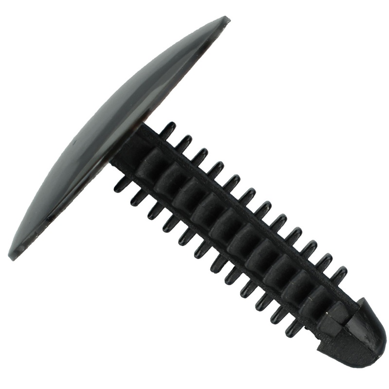 Black Nylon Shield Clip Retainers – 1/4 Hole – 1 1/16 Stem – 1 Head – 25 Pack