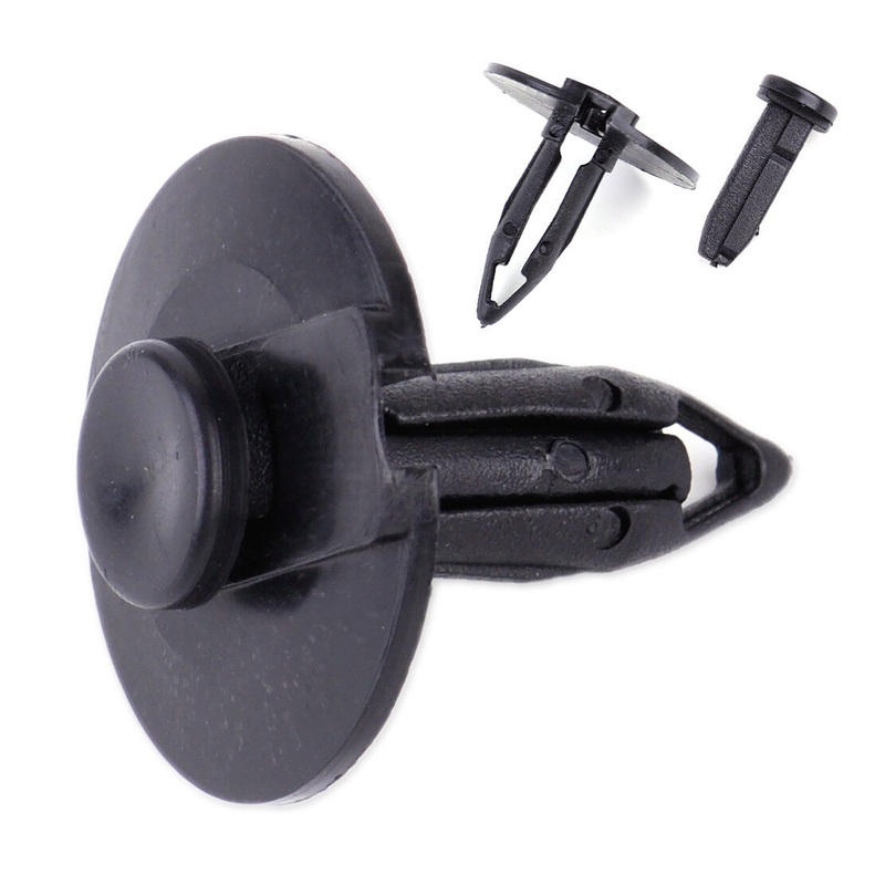 Black Nylon Splash Shield Push Retainer Clips – 5/16 Hole 7/8 Stem 1 Flange – 25 Pack