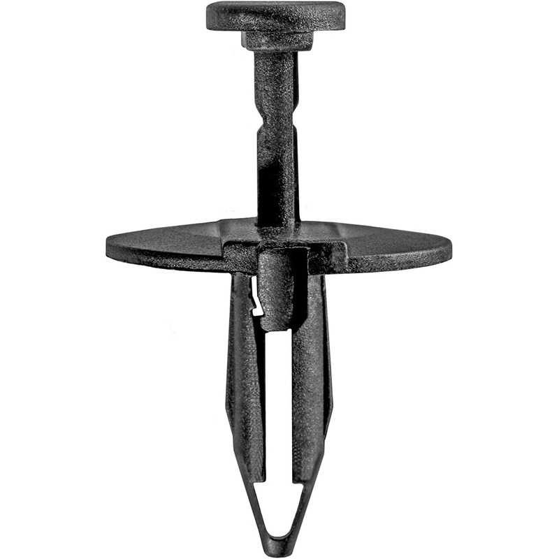 Black Nylon Splash Shield Push Type Retainer Clip – 1/4 Hole 7/8 Stem 1 Flange – 25 Pack