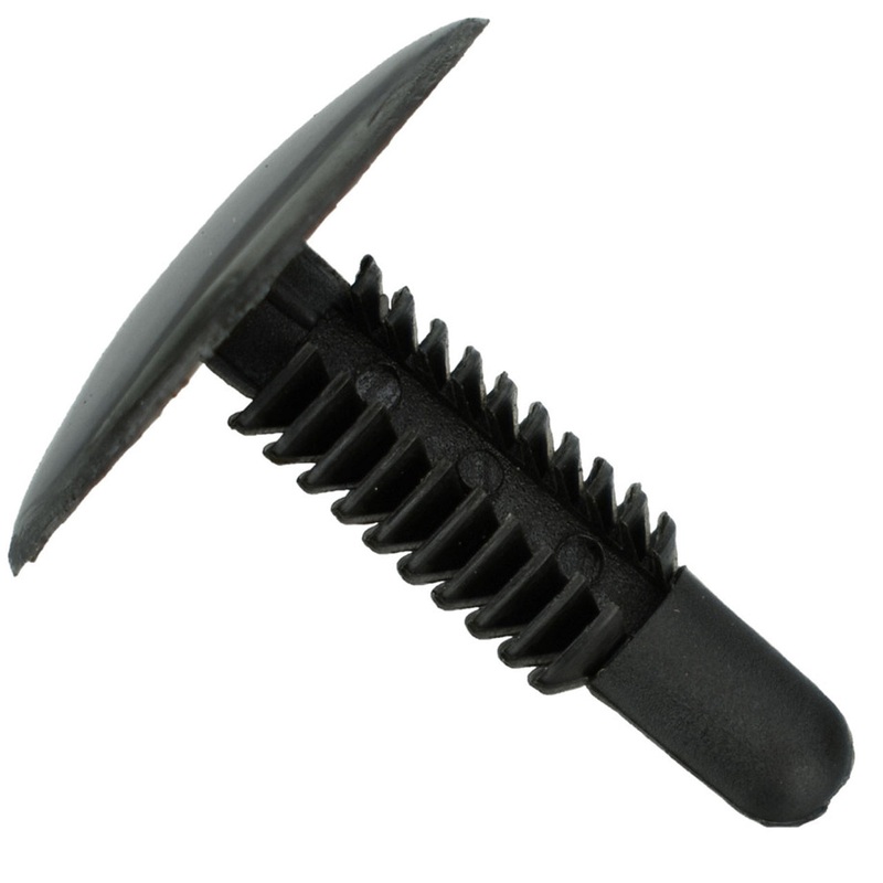 Black Nylon Trim Panel Clip Retainers – 1/4 Hole – 1 3/32 Stem – 1 Head – 50 Pack