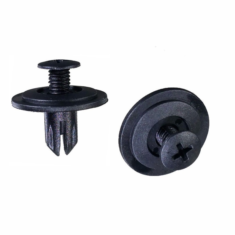 Black Nylon Vent Panel Phillips Screw Push Retainer Clip – 15/64 Hole 11 MM Stem – 25 Pack