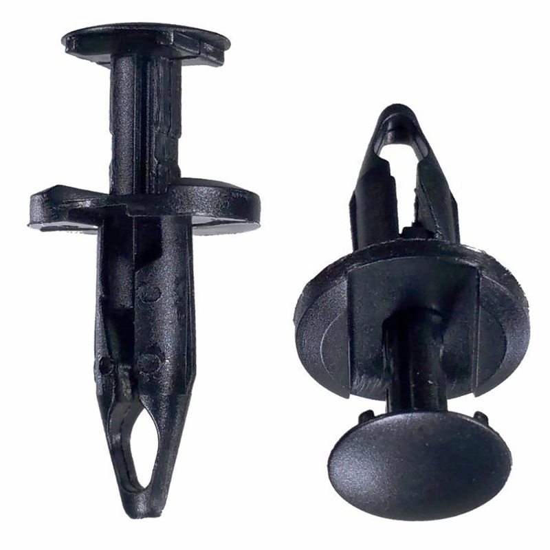 Black Nylon Wheel Moulding Push Retainer Clip 1/4 Hole 3/4 Stem 19/32 Flange – 25 Pack