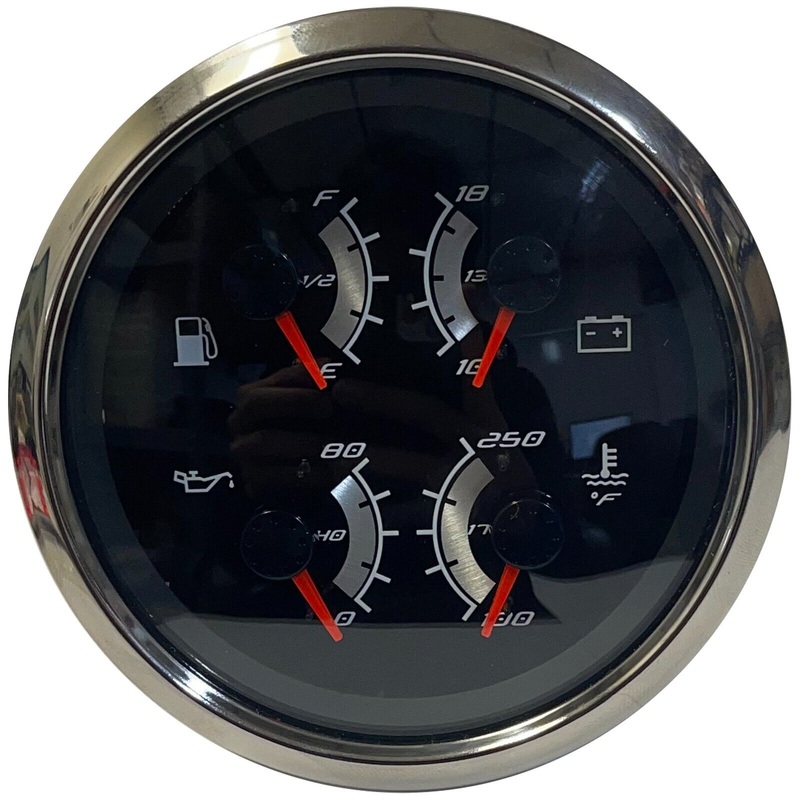 Faria Boat Multifunction Gauge GFC453A 4 Fuel Level Oil PSI Water Temp Voltage & 2 Pigtails