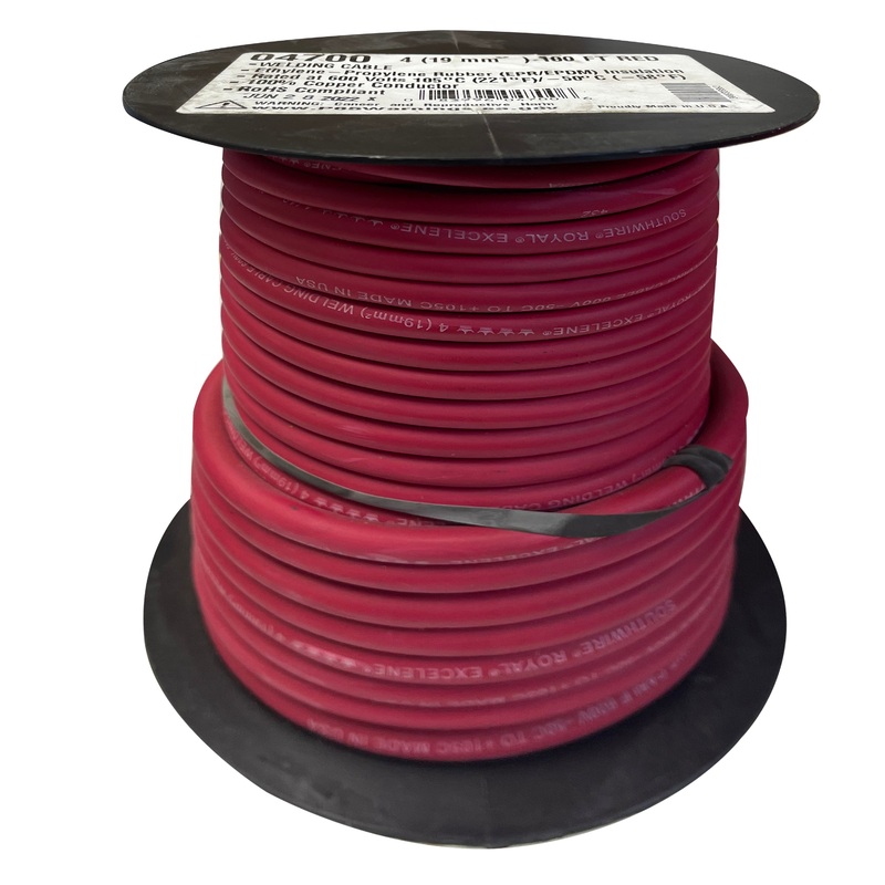 Red Welding Cable 4 AWG Gauge – 100′ Ft.