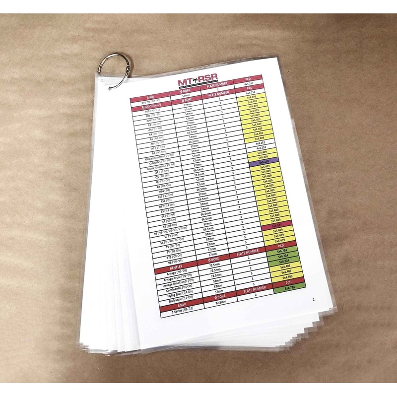 Vehicle Reference Chart for Pin Plate System for Wheel Balancer