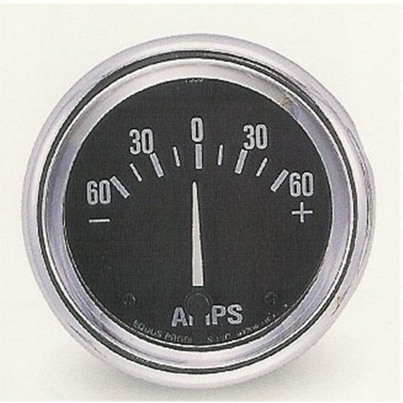 EQUUS EQ7556 2-9/16 Ammeter 60-0-60 Pro Series Chrome Bezel