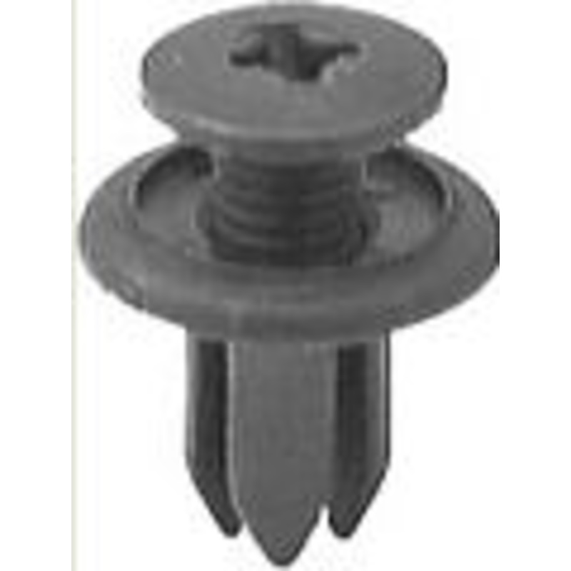 Black Nylon Push-Type Retainer Head Diameter 14mm, Stem Length 11mm, Fits Into 7mm Hole Honda # 9065 – 25 or 100 Pack