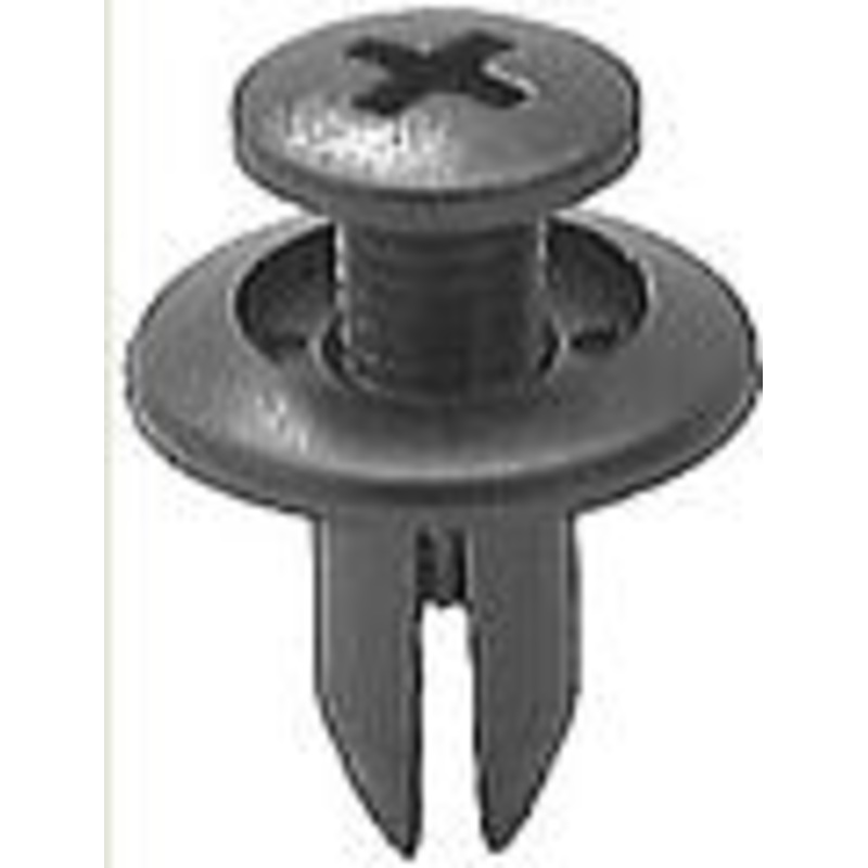 Black Nylon Push-Type Retainer Head Diameter 15mm, Stem Length 12mm,Fits Into 7mm Hole Toyota # 9046 – 25 or 100 Pack