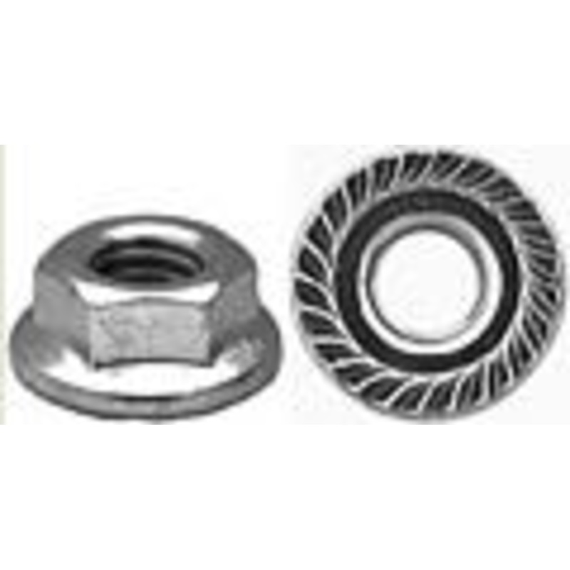 Black Phosphate Finish Metric Hex Flange Nut 6- 1.00mm, 10mm Hex Size, 6mm O.D. Serrated Washer – 25 or 100 Pack