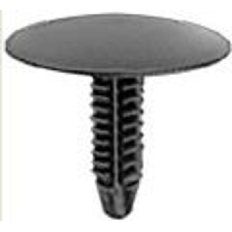 Black Universal Nylon Shield Retainer Head Diameter 1, Stem Diameter 1/4, Stem Length 25/32 Ford – 25 or 100 Pack