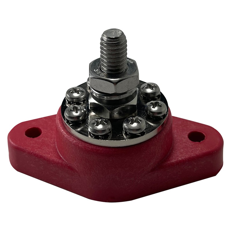 8-Point Power Distribution Post – 3/8 Stud – With Insulating Boot & Clear Disc