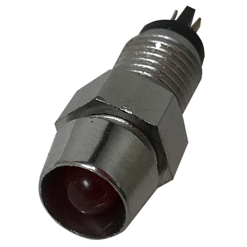 LED Indicator Light – 12V Chrome Housing – Fits 8mm Hole – 1 or 5 Pack