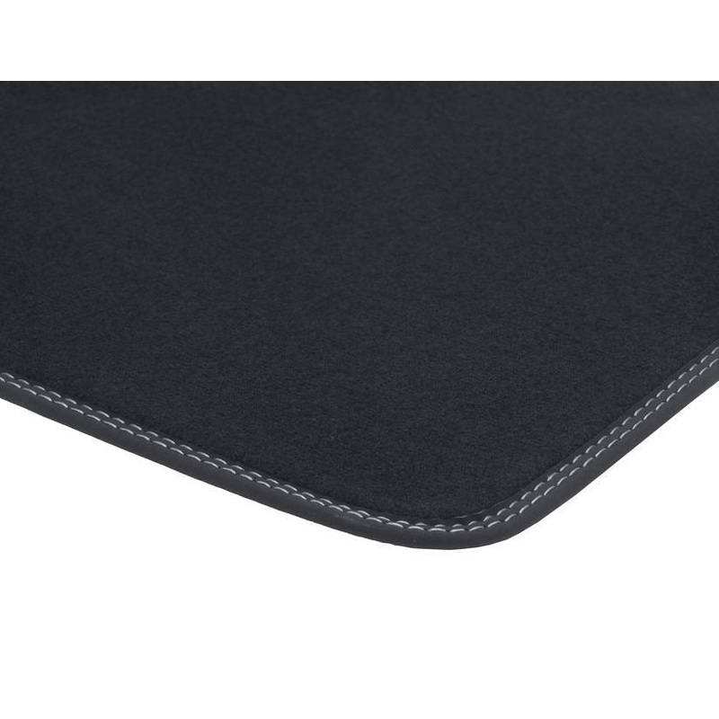FOCUS PREMIUM VELOURS FLOOR MATS REAR, BLACK WITH GREY STITCHING