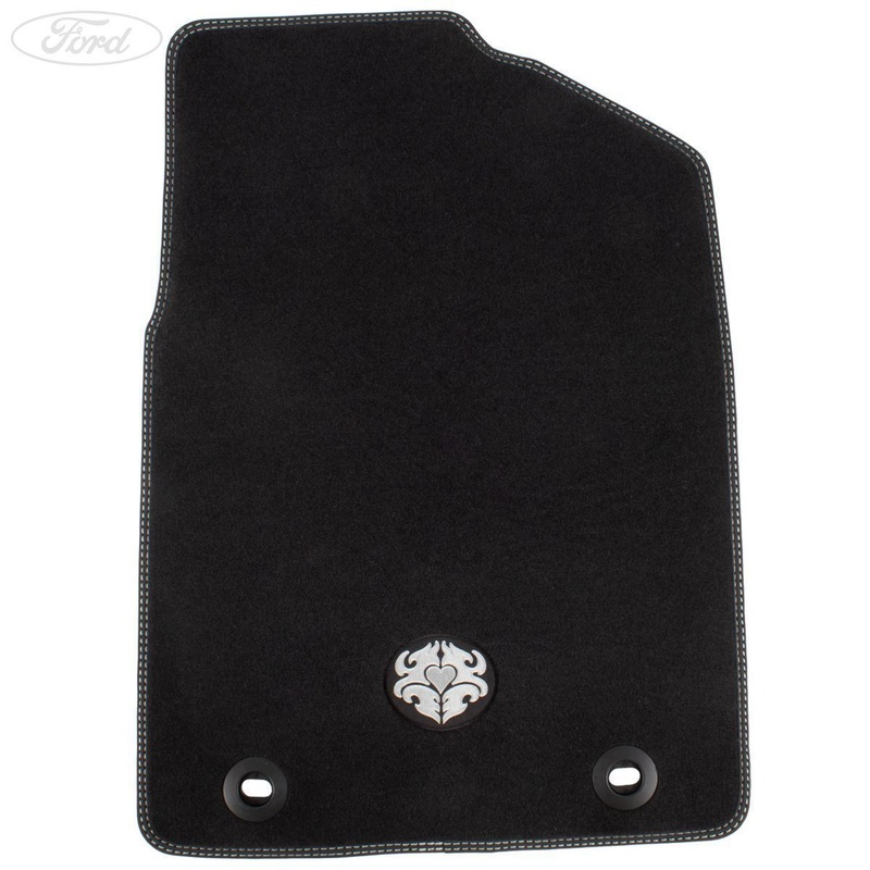 KA FRONT FLOOR MATS VELOUR BLACK WHITE STITCHING 08-16