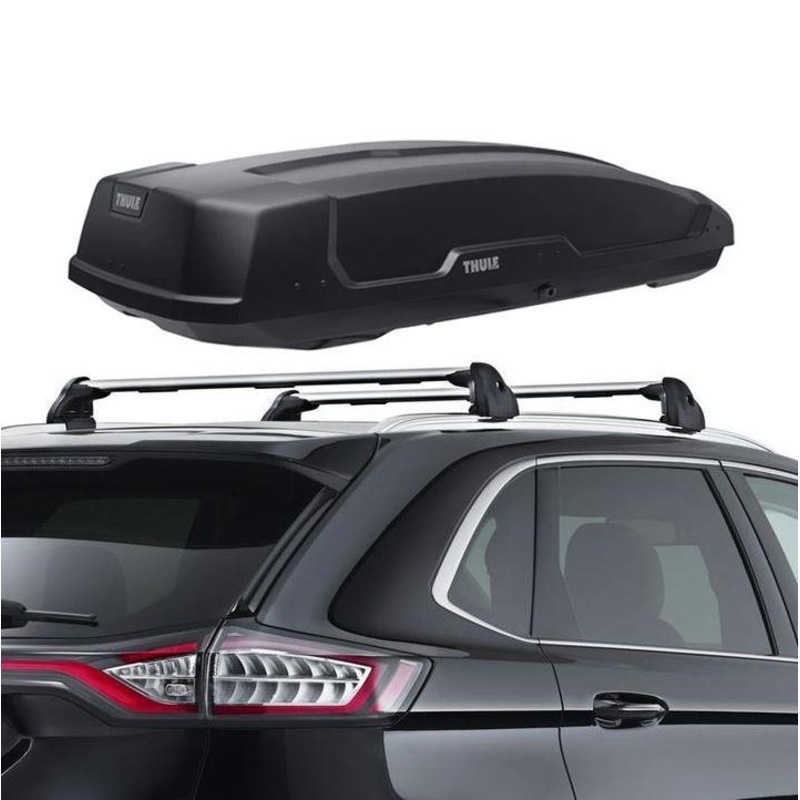 EDGE ROOF CROSS BARS & THULE ROOF BOX FORCE XT XL BLACK MATT