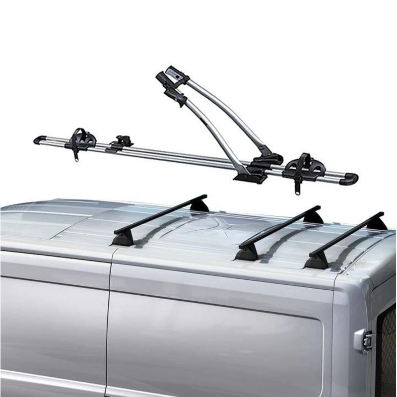 TRANSIT VAN ROOF BASE CARRIER & THULE ROOF BIKE CARRIER FREERIDE 532