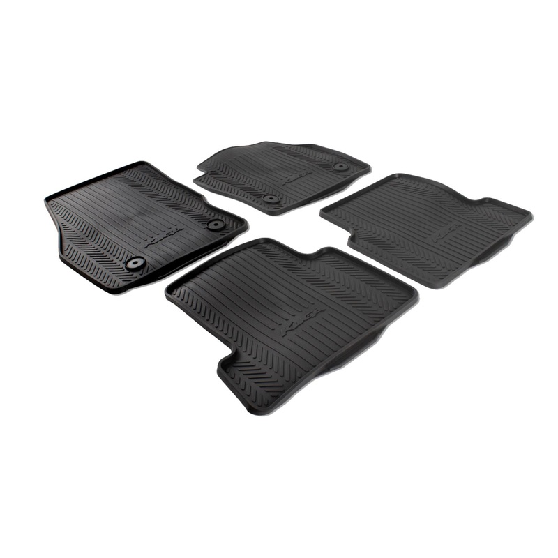 KUGA RUBBER FLOOR MATS FRONT AND REAR, BLACK WITH KUGA LOGO, 2012 – 2019