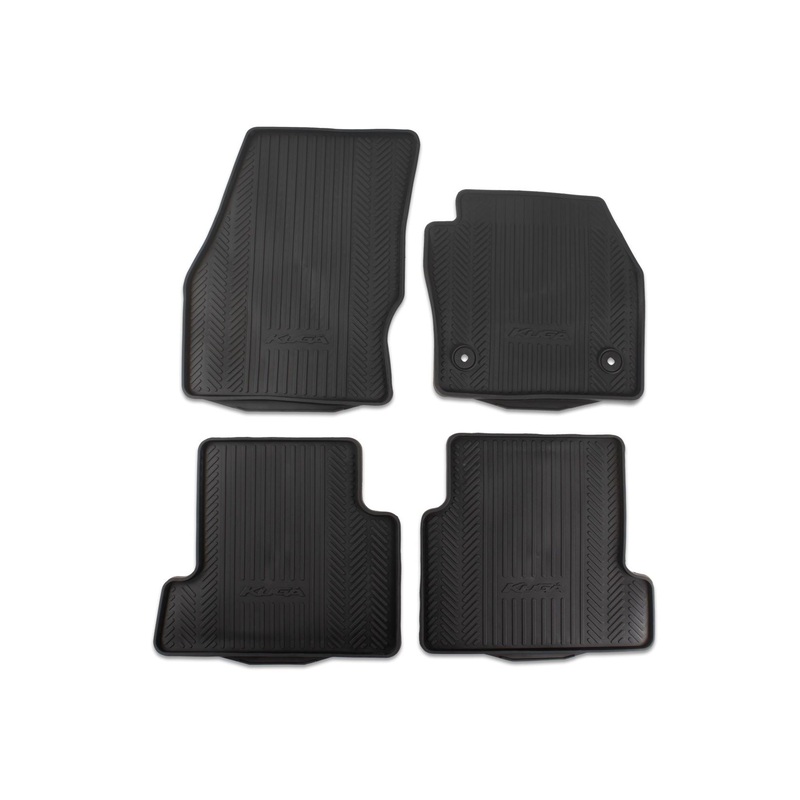 KUGA SET OF FRONT AND REAR RUBBER FLOOR MATS, BLACK WITH KUGA LOGO, 2012-2016