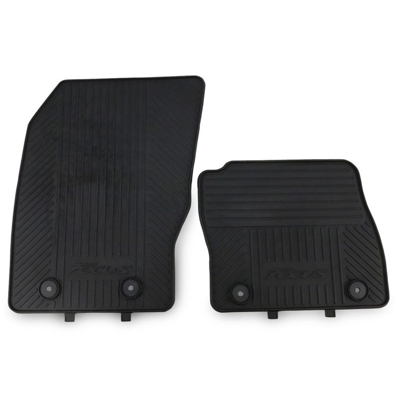 FOCUS RUBBER FLOOR MATS FRONT, BLACK WITH LOGO, 2011 – 2020